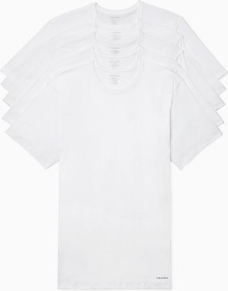 Calvin Klein Mens Cotton Slim Fit 5-Pack Crewneck T-Shirt - White - XL