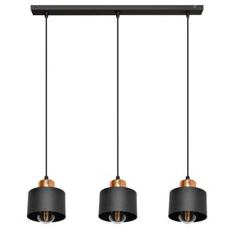 Netlighting Edison Straight Bar Pendant Ceiling Light Black Copper 12cm