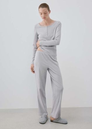 Mango Pantaloni pigiama vita elasticizzata grigio - Donna - S - MANGO