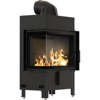 Kratki Kamineinsatz aus Stahl KRATKI LUCY links 12 kW &Oslash; 200 schwarz Verkleidung mit T&uuml;rfeder