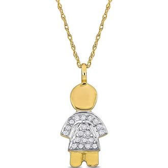 Delmar Diamond Girl Charm Pendant Necklace - 0.1ct. in Gold at Nordstrom Rack