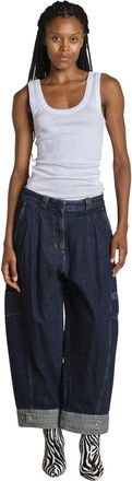 3.1 Phillip Lim Curved Wide-Leg Cropped Jeans - female - 3.1 Phillip Lim - Wide Jeans - Blue - XS - Jeans