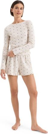 Pact Organic Cotton Pointelle Short in Cream Heather Ditsy Floral at Nordstrom, Size X-Large