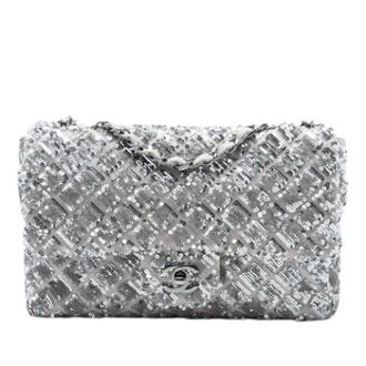 Chanel Pre-owned Vintage Satin Sequin Shoulder Bag - Dames - Pre-owned - Grijs - Maat: ONE Size Satijn