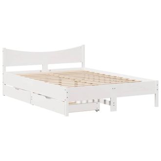 vidaXL Giroletto Con Cassetti Bianco 120x200 Cm Legno Massello Di Pino - Vidaxl