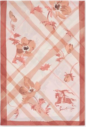 Burberry Wide Watercolour Check Silk Scarf