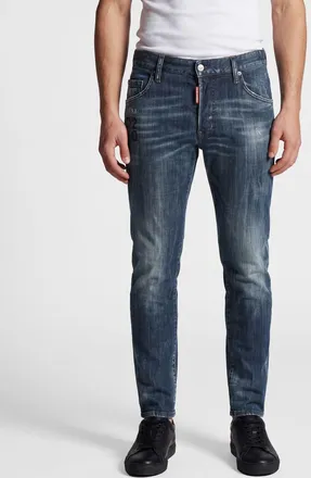 Dsquared2 Jeans Skater slim fit in denim stretch con effetto usurato