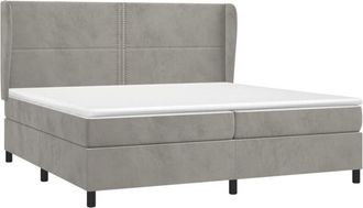 vidaXL Vidaxl - Cama Box Spring Con Colch&oacute;n Terciopelo Gris Claro 200x200 Cm