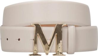Max Mara Cr&egrave;me Leren Logo Handtas - Dames - Riemen - Beige - L - Accessoires