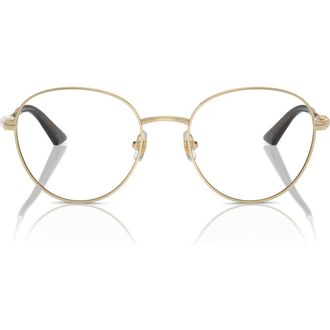 Jimmy Choo London 52mm Round Optical Glasses in Pale Gold /Demo Lens at Nordstrom