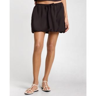 Onia Air Linen Bubble Mini Skirt in Espresso at Nordstrom, Size X-Small