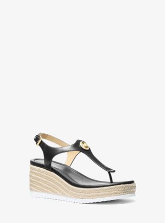 Michael Kors Val Leather Thong Wedge Sandal