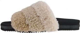 Roam Womens Fuzzy Puff Slipper In Cream Puff