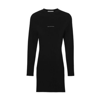Alexander Wang Vestido corto con cuello redondo y logo texturizado - Dresses - Mujer - Negro - S