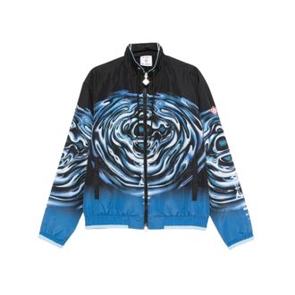 Casablanca Light Jackets, male, Multicolor, Size: L Warped Logo Ripple Windbreaker Jacket
