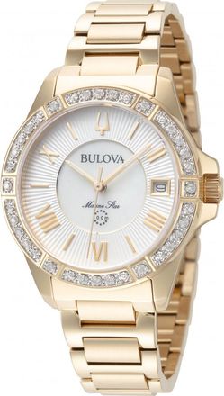 Bulova Womens 98R294 Ladies Marine Star Watch - Gold - One Size