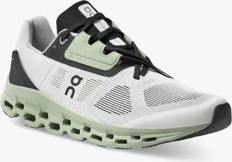 On Mens Cloudstratus Running Shoes In White Black Sage