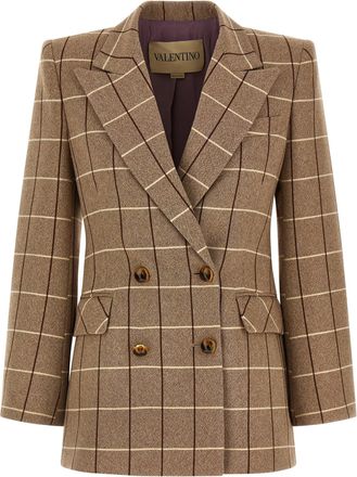 Valentino Garavani Valentino Garavani Double-Breasted Blazer Blazers Beige-Donna