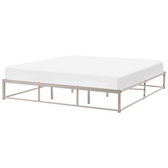 Beliani Cama Industrial Moderno Marco De Metal Doble Listones Incorporados Sin Cabecero 180 X 200 Cm Beige Claro Viry