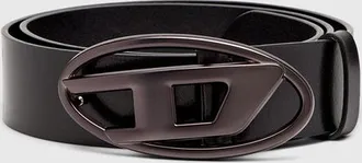 Diesel 3.9cm leather belt with metallic Oval D buckle - Belts - Unisex - Black