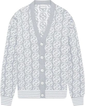 Dr&ocirc;le de Monsieur D Mirror Monogram Gebreid Vest - Heren - Truien - Grijs - Maat: L Katoen