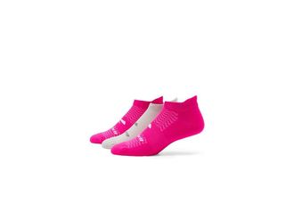 Brooks Run-In No Show 3-Pack No Show Socks Shoes Pink/Light Grey/Pink : SM (US Womens Shoe 4-6.5), Nylon/Polyester/Spandex