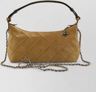 Tory Burch fleming suede quilted shoulder bag