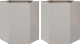 vidaXL Vidaxl - Jardineras hexagonales 2 uds acero inoxidable 46x40x45 cm