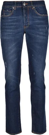 Les Hommes Slim Fit Stretch Denim Jeans With Classic Blue Wash