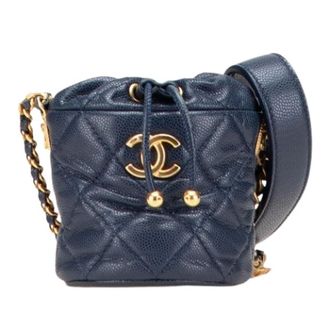 Chanel Borsa a secchiello Chanel Vintage in caviale trapuntato - - Pre-owned - Donna - Blu - ONE SIZE