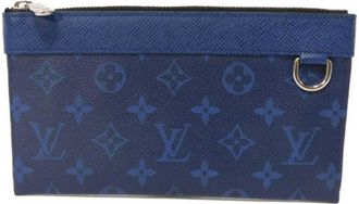 Louis Vuitton Blue Cobalt Monogram Monogram Cobalt Taiga Leather Leather Canvas Monogram Pochette Pouch (Pre-Owned)