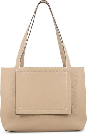 Herm&egrave;s Beige Taurillon Clemence Leather Tote Bag (Pre-Owned)