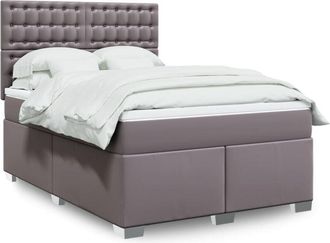 vidaXL Vidaxl - Cama Box Spring Con Colch&oacute;n Cuero Sint&eacute;tico Gris 140x200 Cm