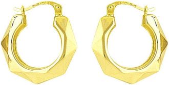 Jewelco London 9ct Gold Faceted Octagon Creole Earrings - 20mm - ENR02003
