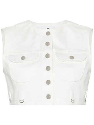 Courrèges cropped denim vest - women - Cotton/Elastane - 36 - White