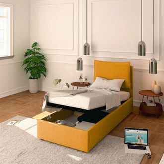 Baldiflex Baldiflex - Letto Contenitore Singolo 90x200 Licia in Tessuto con Rete a Doghe colore Mango