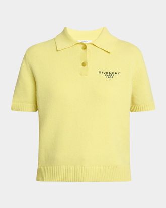 Givenchy Embroidered Short-Sleeve Wool-Cashmere Polo