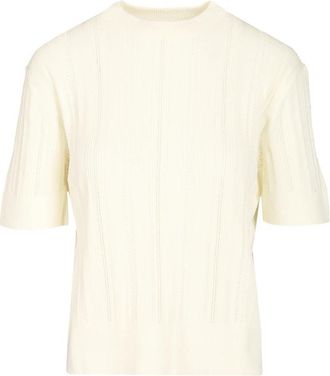 Filippa K Braid Knit T-Shirt - Dames - Ronde hals truien - Wit - XS - Truien & Vesten