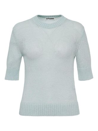 Jil Sander short-sleeve crew-neck knitted top - Blue