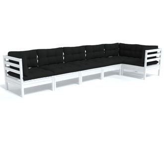vidaXL Vidaxl - Muebles De Jard&iacute;n 6 Pzas Con Cojines Blanco Madera De Pino