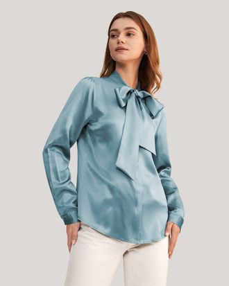 LilySilk Bow-tie Neck Silk Blous