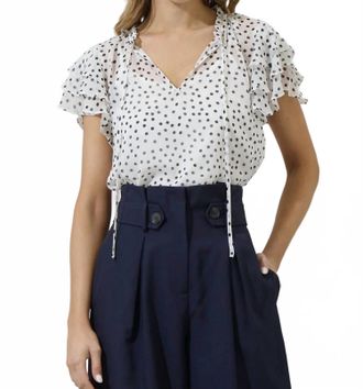 Sugarlips Maloy Dot Donis Blouse In White Black Dot