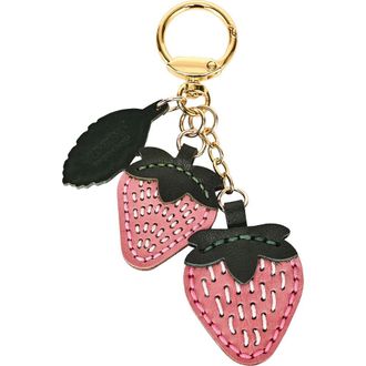 OLD TREND Strawberry Genuine Leather Keychain Charm in Blush at Nordstrom