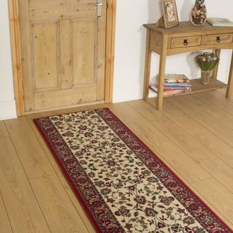 Runrug Hallway Carpet Runner Rug - Soft & Comfy, 9mm - Traditional in Cream | Size: 70 cm x 330 cm