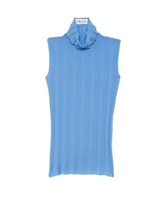 C&acirc;llas Milano Romy Sleeveless Turtleneck in Merino Wool Rib in Blue at Nordstrom, Size X-Large