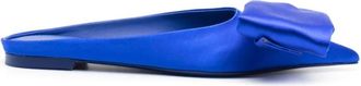 Ferragamo Asymmetric Bow Satin Mules - Dames - Slip ons - Blauw - 36 EU - Leer - Schoenen