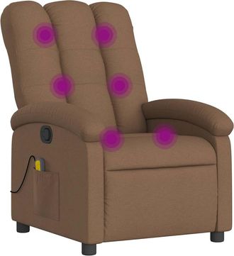 vidaXL Sill&oacute;n Reclinable Con Masaje De Tela Marr&oacute;n Vidaxl