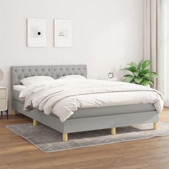 vidaXL Vidaxl - Cama Box Spring Con Colch&oacute;n Tela Gris Claro 140x190 Cm