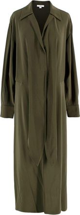 Vince Green Tie-Front Midi Shirt Dress Size L