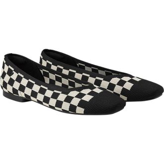 Vivaia Square-Toe V-Cut Flats in Checker at Nordstrom, Size 9.5